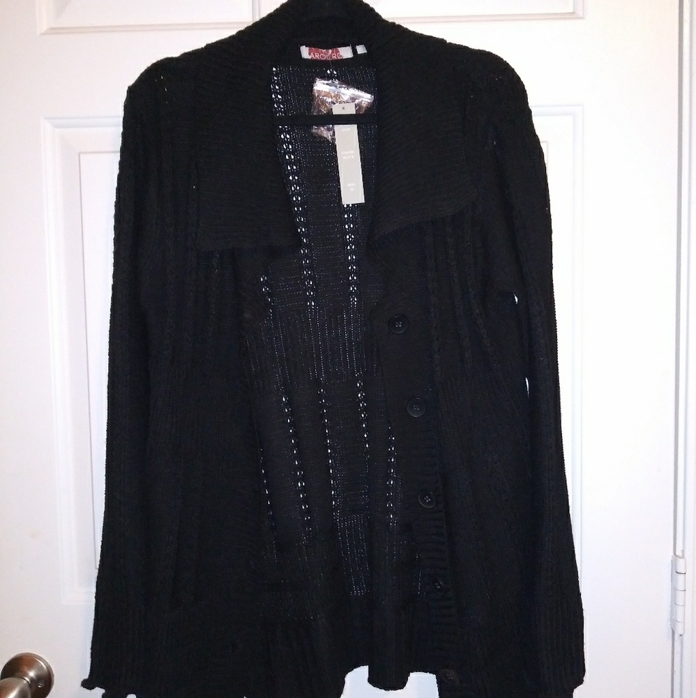 Black Carol Rose Knit Sweater